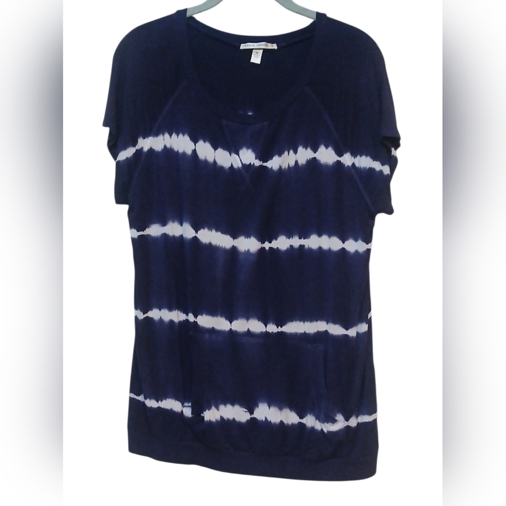 Maria Gabrielle - NWOT, Purple Tye-Dye, Short Sleeve Blouse, Crew Neck, Front... - Picture 4 of 10